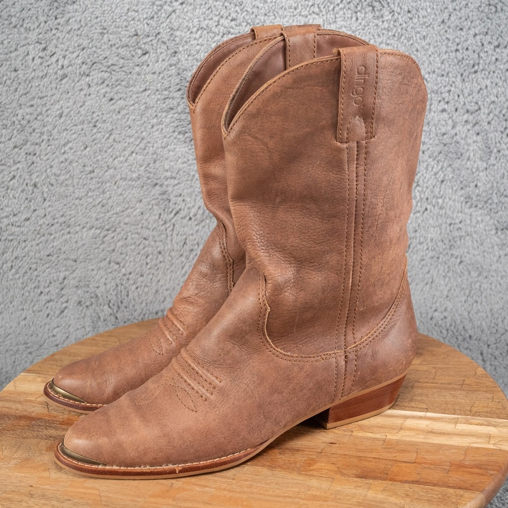 Dingo Womens Size 8.5 M Brown Leather Short Cowboy Western Boots Brazilian - Picture 3 of 8
